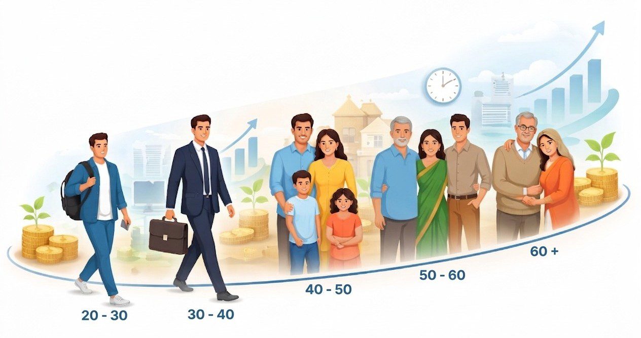 Are You Sleepwalking Into Your Retirement Planning? Person at each age of his life and his asset and liabilities