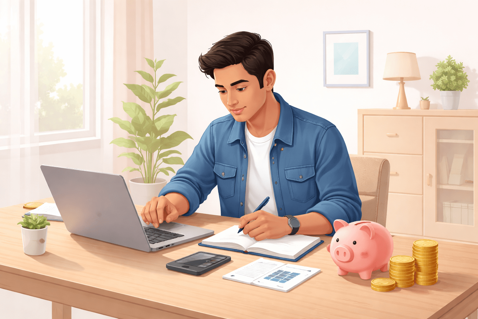 A person in his 20s planning his investment for better retirement