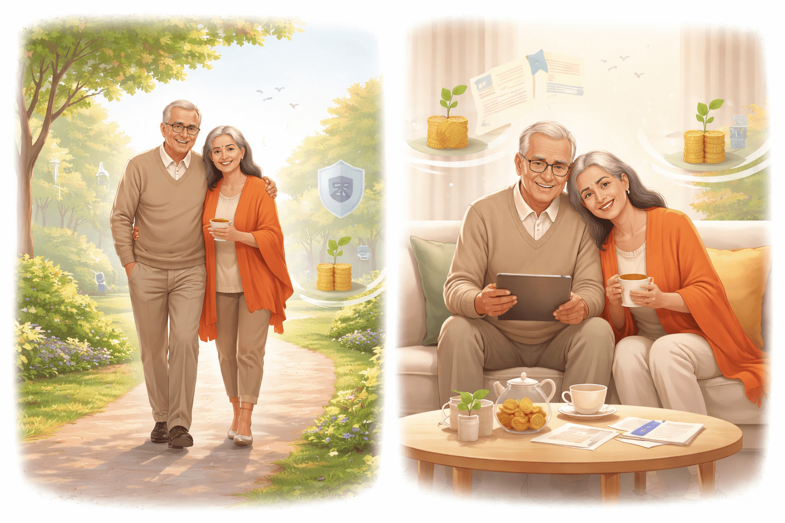 A old couple enjoying there retirement phase as they have started investment early